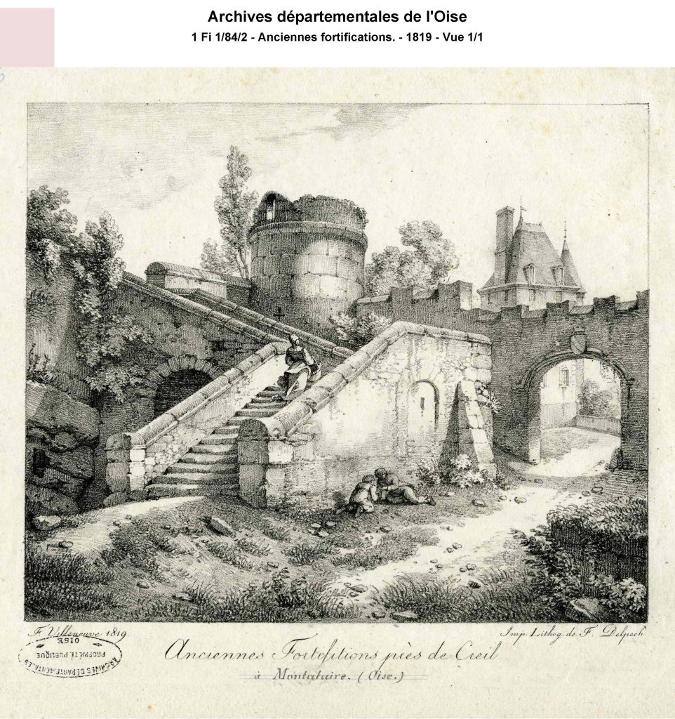 03b - Montataire - Dessein du chateau - Escalier vers Eglise 1819