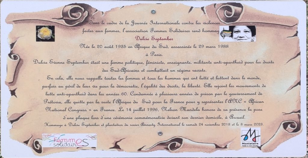 15 – Montataire – Espace milles visages de femmes Dulcie September
