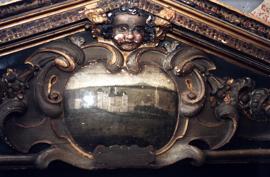 93 – Montataire – Chateau – Interieur – Salle de reception – Détail centre cheminée