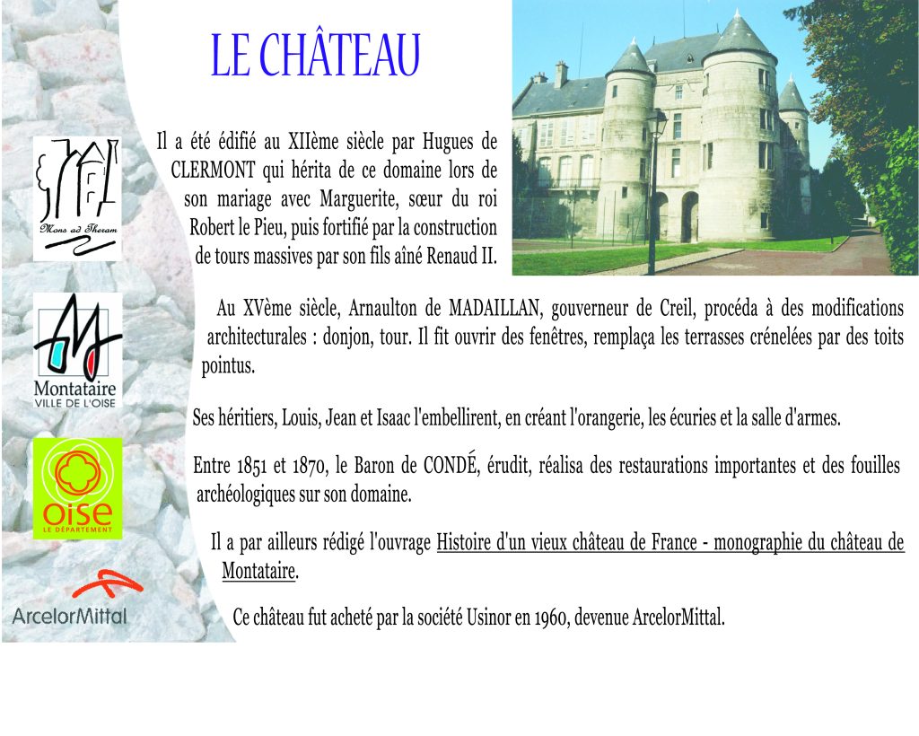 Montataire – Chateau – Plaque descriptive Neuve